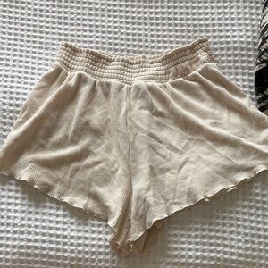 Aeropostale Women's Tan Ribbed High Waist Shorts